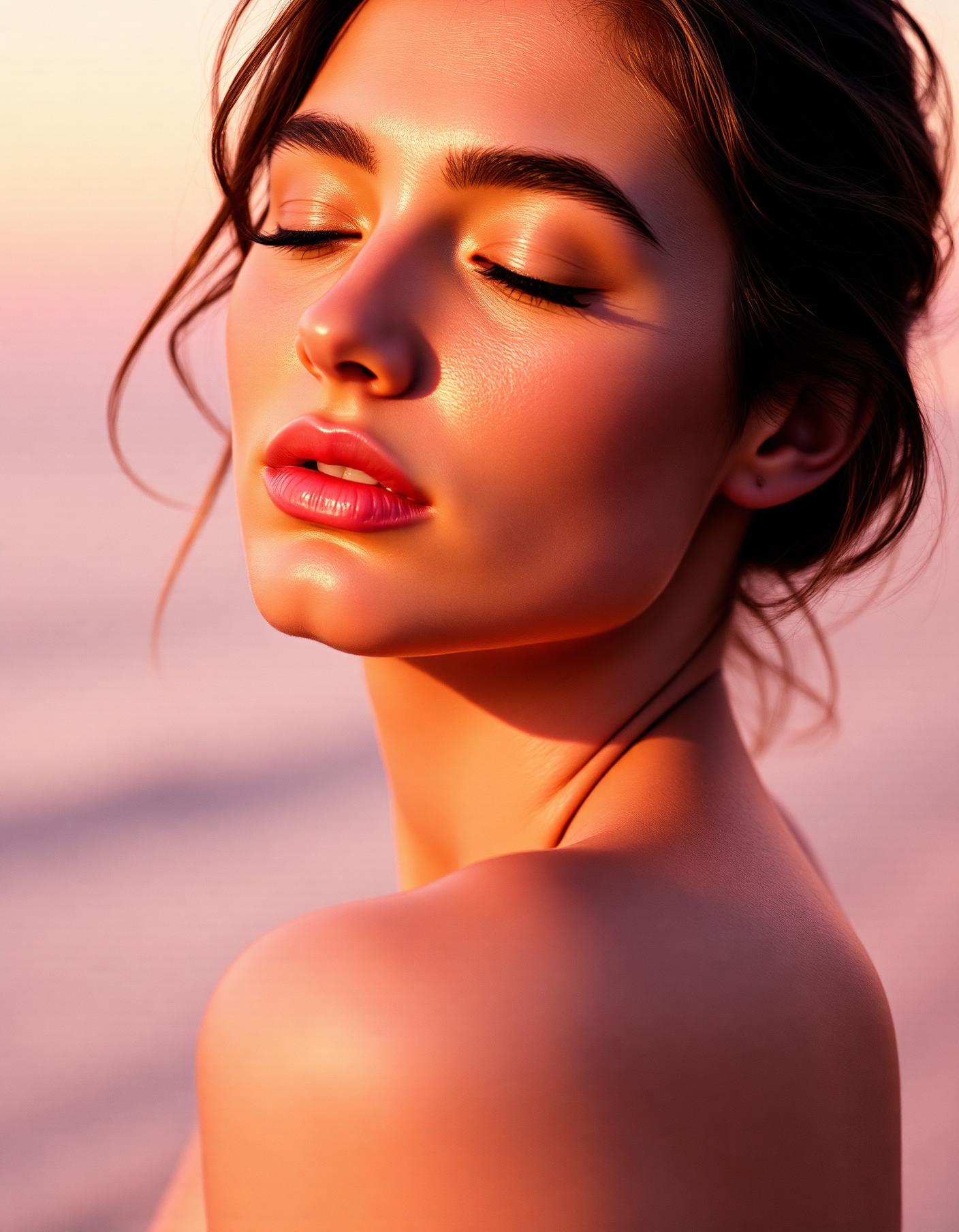 Model with luminous skin